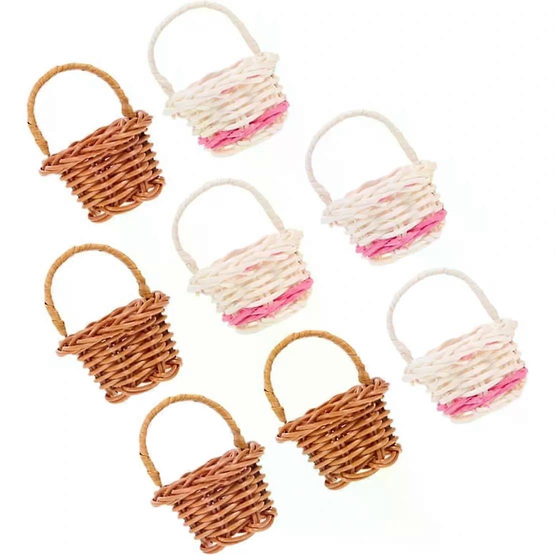 Storage Basket 8pcs Plastic Bamboo Handheld Basket