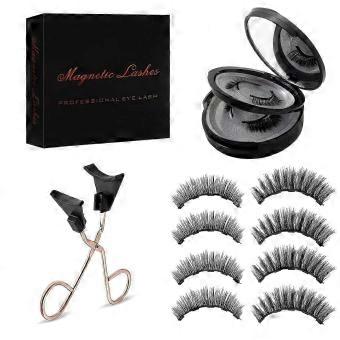 Natural Everyday Look Double Magnetic False Eyelashes with Applicator, No Glue or Eyeliner Needed, Reusable