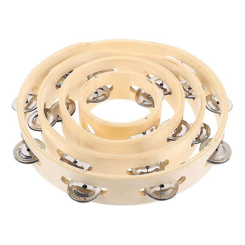 25X25x4.5cm Wood Color Tambourines 4pcs Kids Playing Tambourine Toy Circular Hand Held Percussion Dr