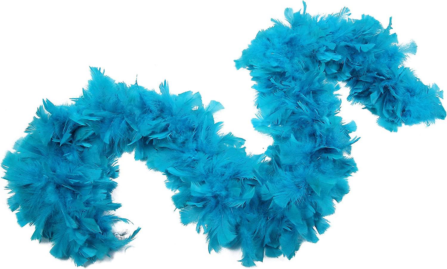2 Yards 150g Large Fluffy Turkey Ruff Feather Boa for Halloween Cosplay Turquoise Blue
