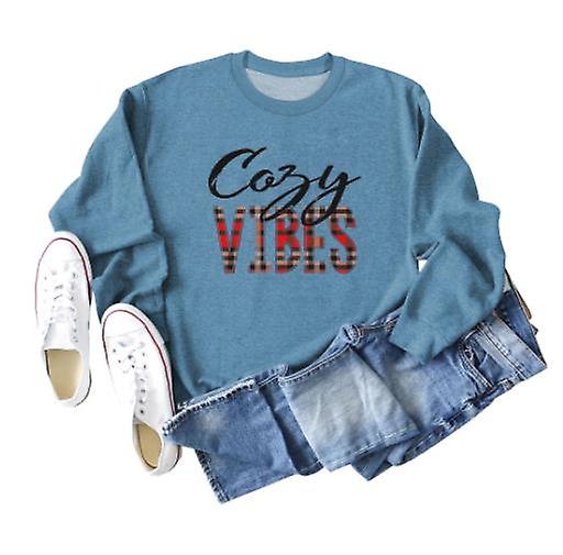 Ladies Sweatshirt Autumn Winter New Arrival Christmas Loose Long Sleeve Ladies Fashionable Cozy Vibes Pattern Print Casual Crew Neck Top