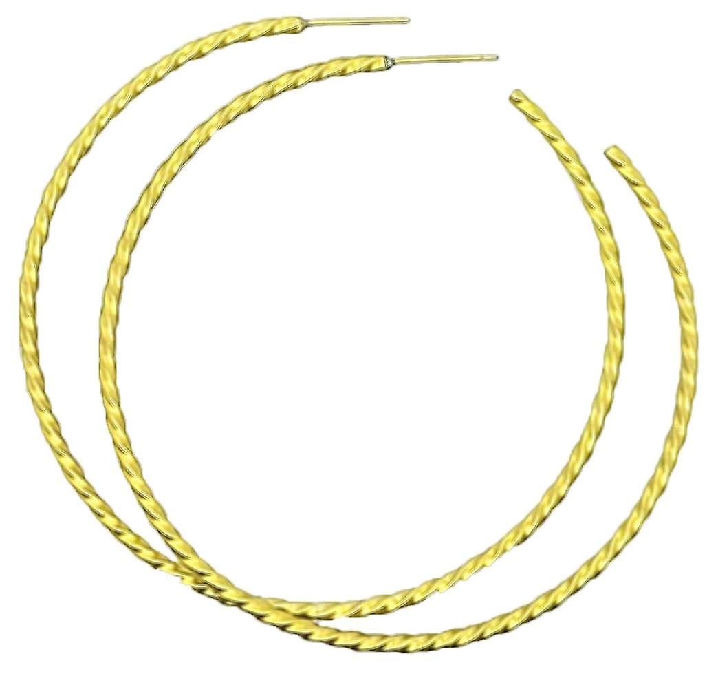 Ti2 Titanium Medium Twisted Hoop Earrings - Yellow