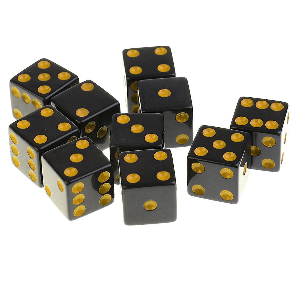 10 Pieces/Set Plastic Dice D6 6 Sided Dotted Dice for D&D RPG Toy Yellow Pips