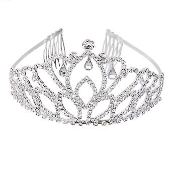 Wedding Bridal Teardrop Crown Crystal Headband Hair Comb Tiara Headpiece