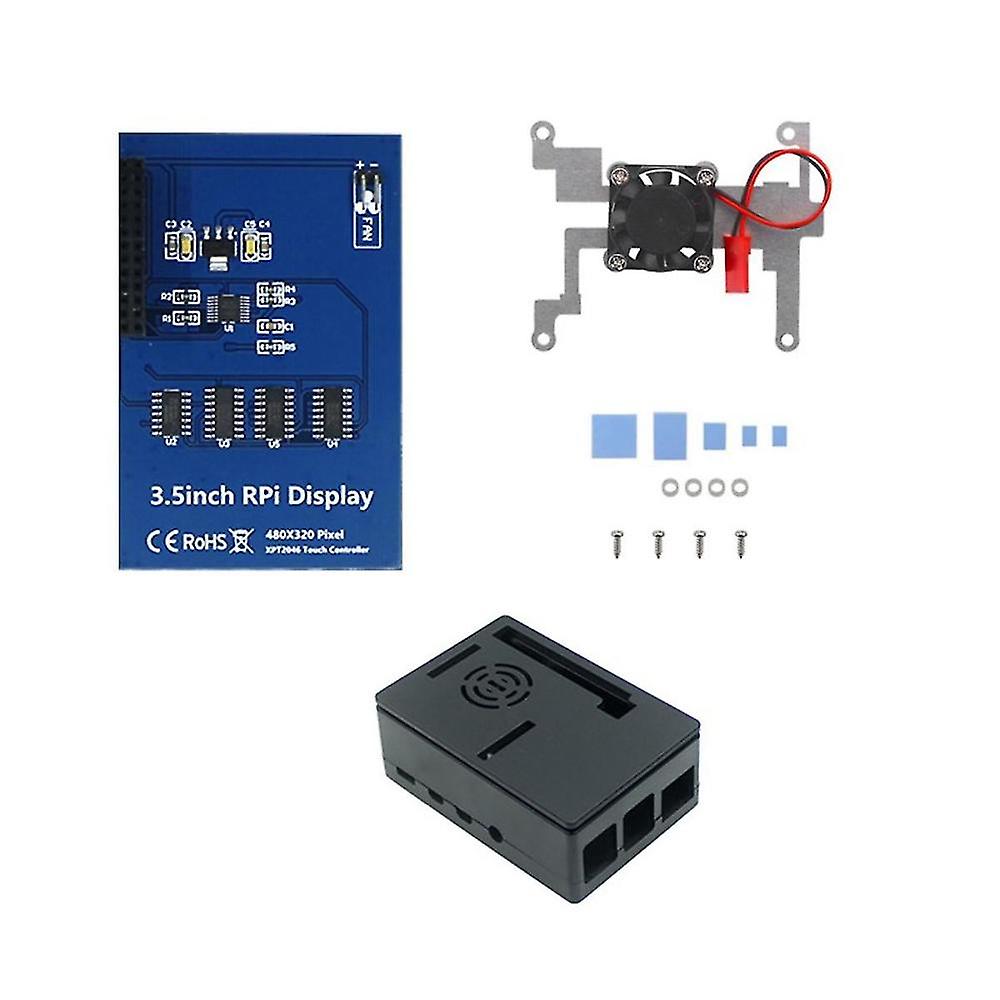 3.5 Inch Resistive Touch Display Screen 480x320 Lcd Display Screen+fan Bracket+housing For 4b 3b+/3