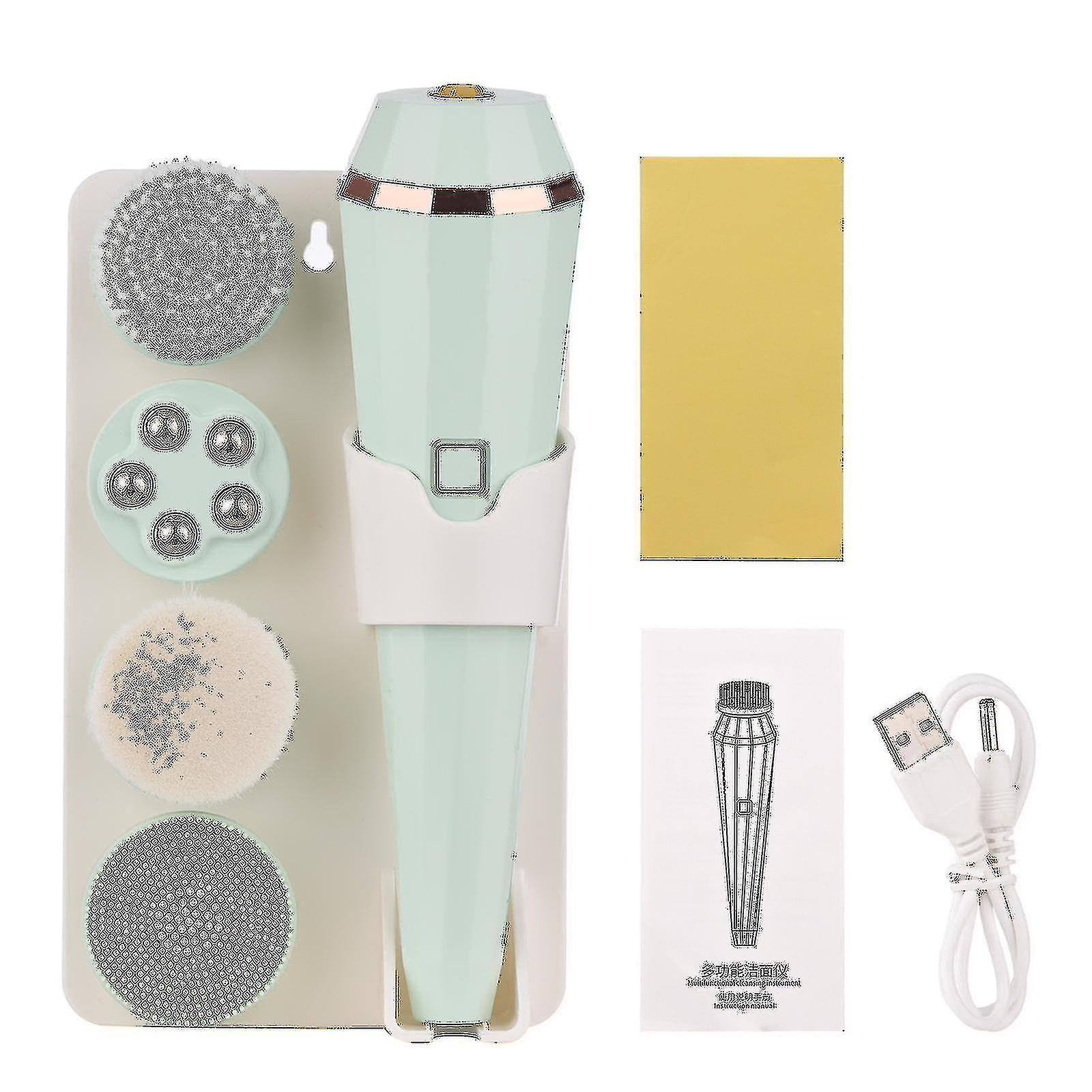 Facial Cleansing Brush 3 Speed Levels Waterproof Face Spin Brush with Storage Rack 4 Brush Heads Removing Blackhead Massaging