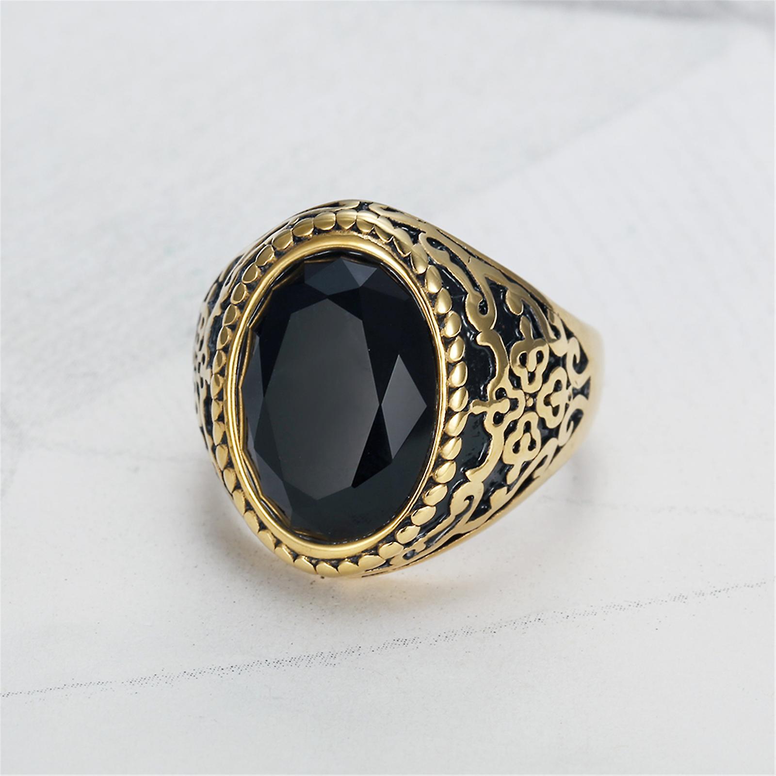 Bague à motifs géométriques en acier inoxydable en zircon ovale