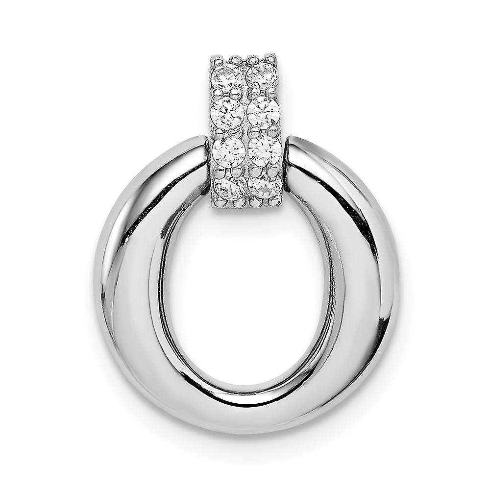 925スターリングシルバーロジウムメッキキュービックジルコニアペンダントネックレス17.2mmロングペンダント女性用