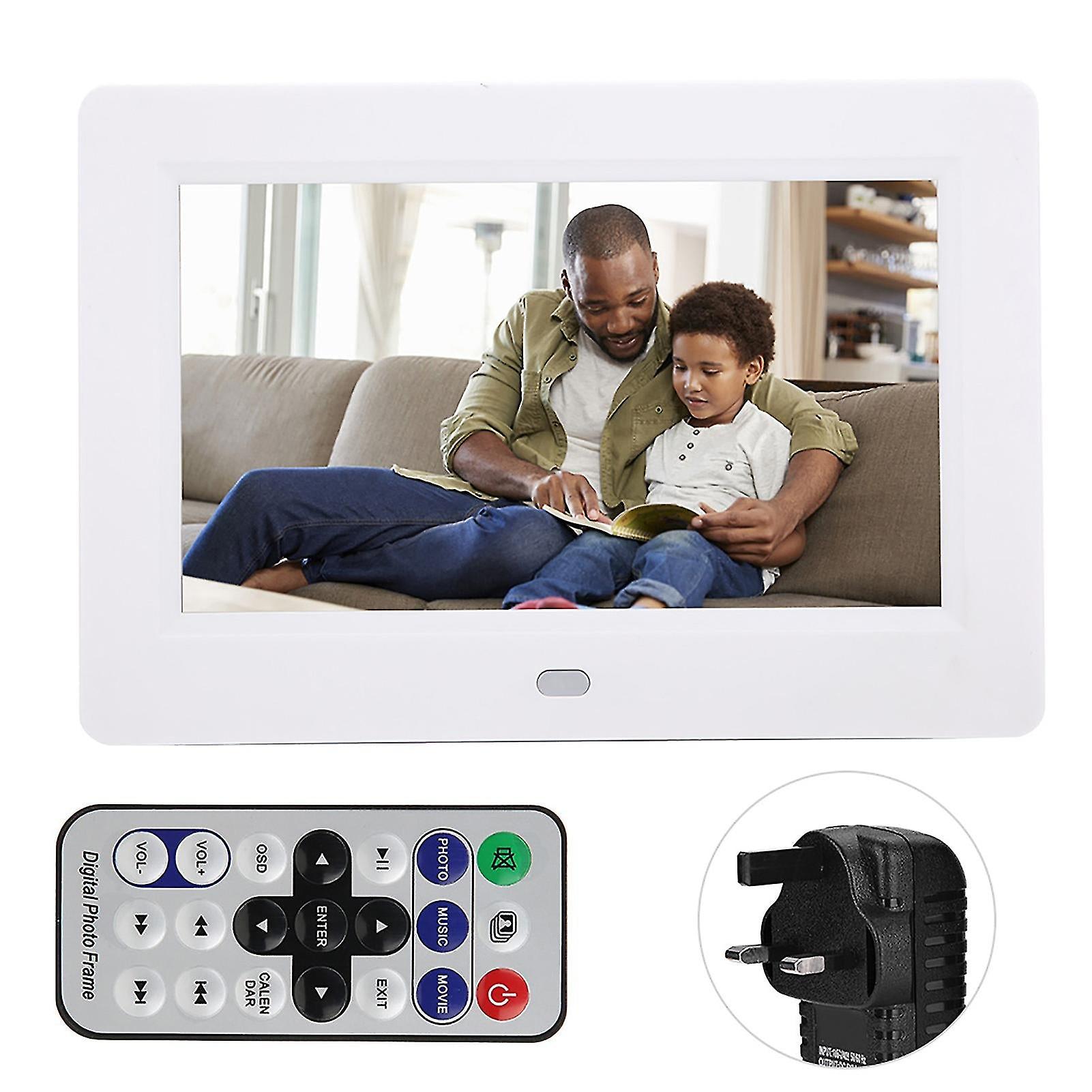 7 Inch 800*480 Hd Digital Photo Frame Screen Multiple Languages Screens Ratio 16:9white Uk (100-240v)