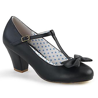 Bombas femininas Pin Up Couture Wiggle-50 Preto Couro Falso
