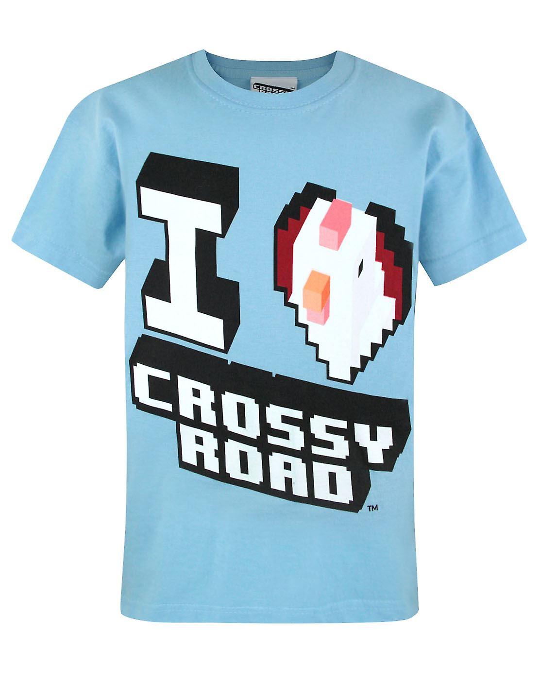 Crossy Road Boys Short Sleeved T-Shirt Blue Chicken Mascot
