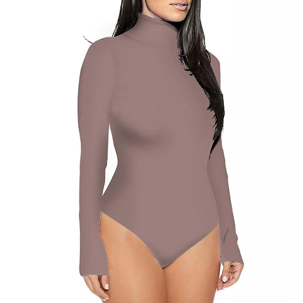 Autumn and Winter Women's Color Leotard Long Sleeve Turtleneck Bodysuit Slim High Neck Jumpsuit
