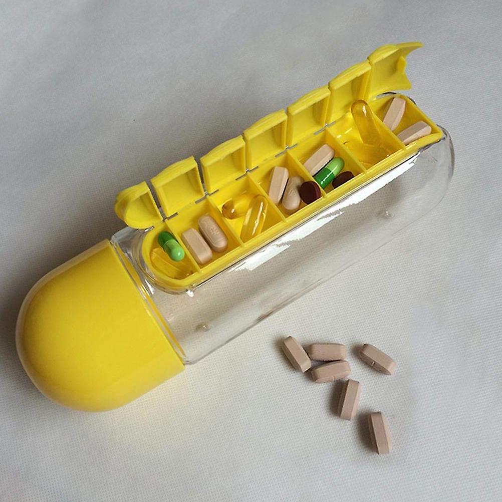 600ml Water Bottle with 7-Day Pill Organizer, 23.5x8x8cm Portable