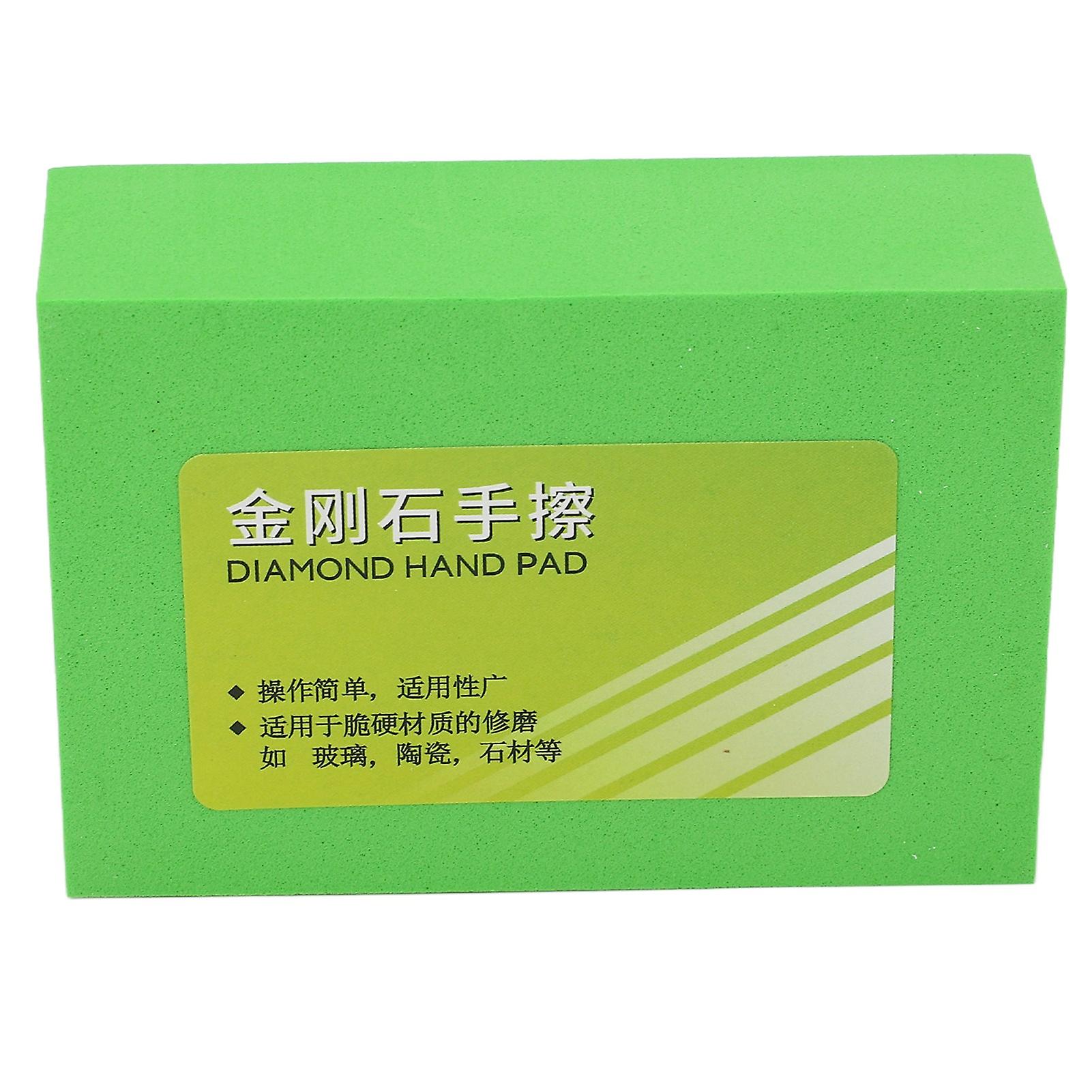 1 PC Diamond Polishing Pad 400 Grit Hand Sanding Block Sponge Tool for Chipping and Deburring After Cutting Stones (Green)