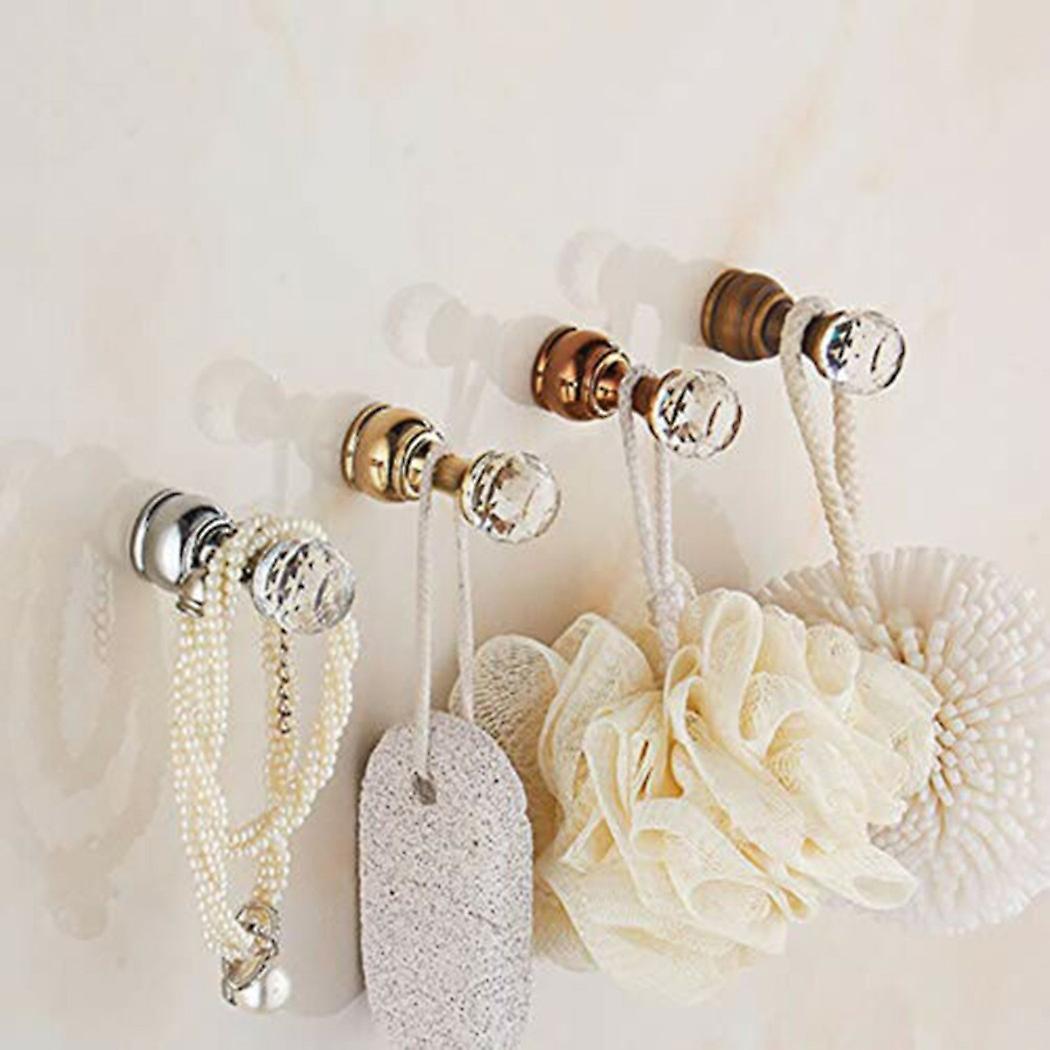 2*Crystal Decorative Wall Hooks Towel Hook Multiple Colour Brass Coat Robe Hook