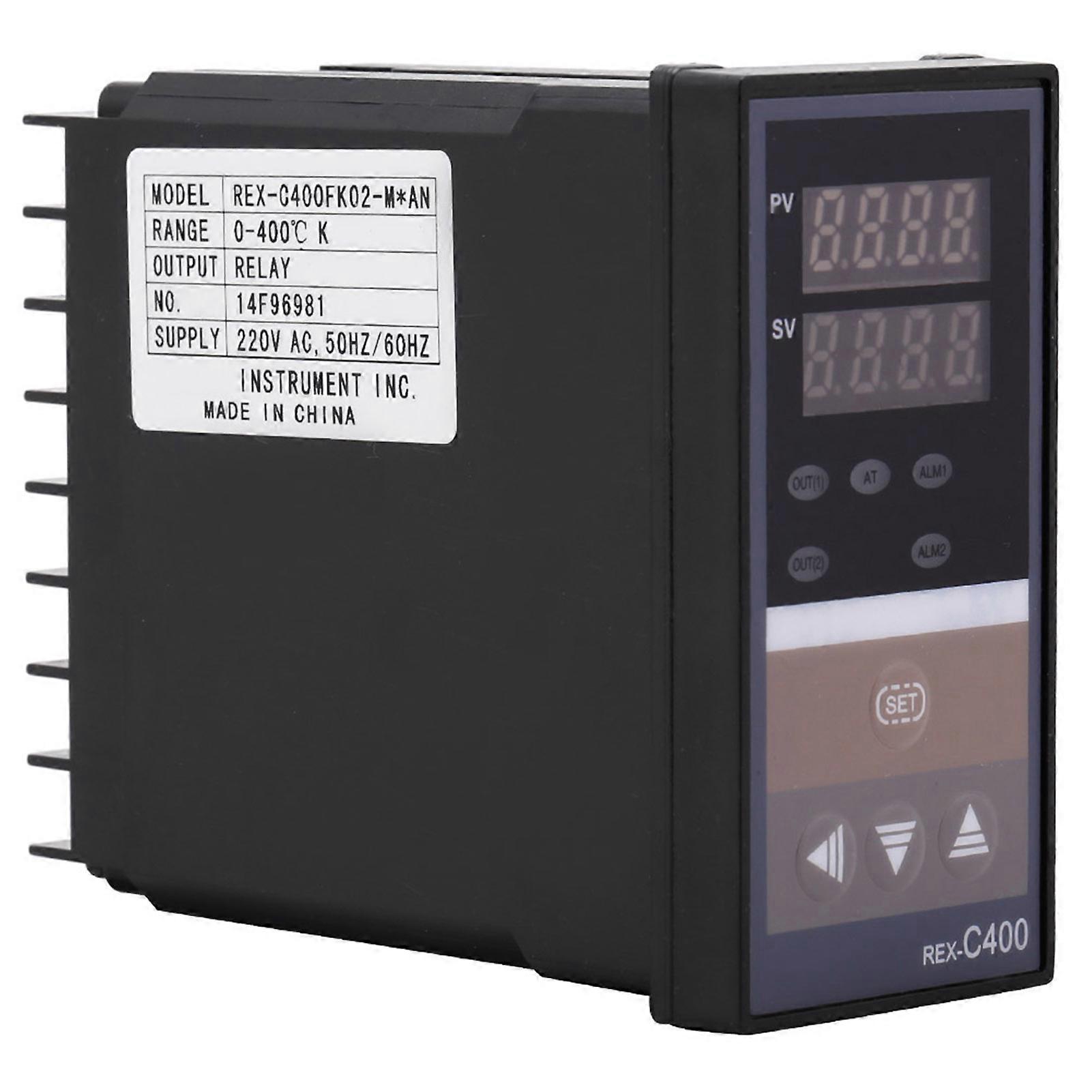 1PC Digital Panel 10A AC 220V Intellgent Temperature Controller Relay Output with Clips Black