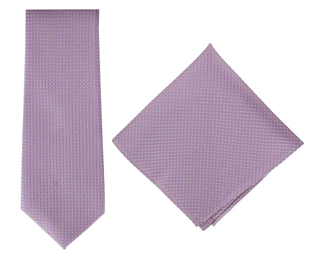Michelsons of London Textured Geo Silk Tie and Pocket Square Set - Pink