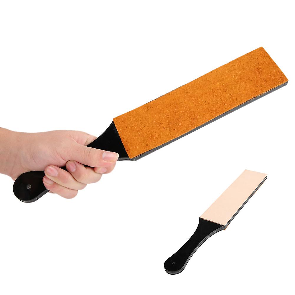 Double-Sided Leather Sharpening Strop 35cm Black Handle Tool