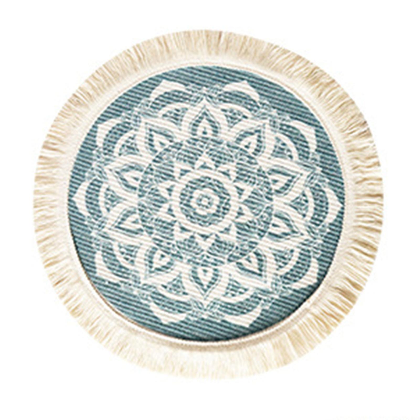Cotton Polyester Round Placemat with Tassels for Kitchen Decor
