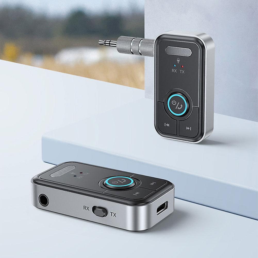 Bluetooth 5.3 Transmitter Receiver Wireless Audio 3.5mm Jack Aux Adapter w/ Mic