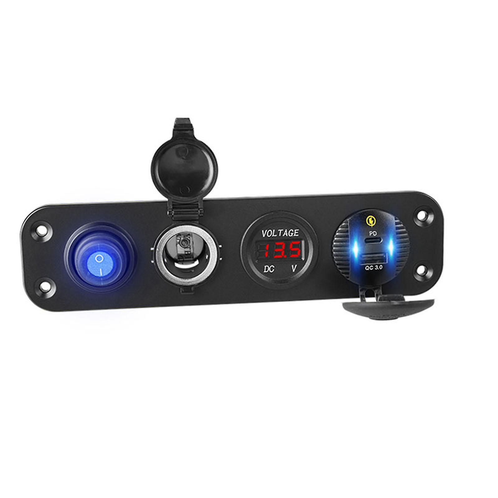 Charger Socket Panel on Off Rocker Toggle Switch for Motorcycles Marine Red Light