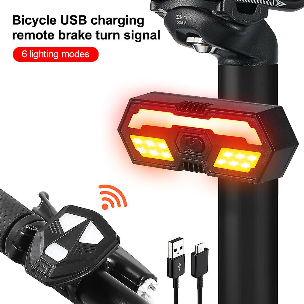 Wireless Remote Control Bike Light Usb Rechargable Bicycle Rear Lamp With Horn Cycling Taillight Turning Signal Warning Light