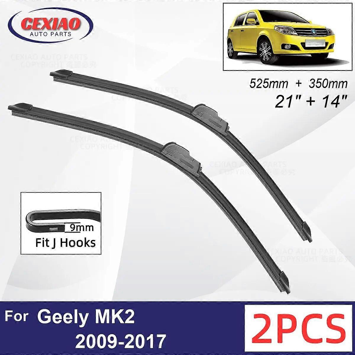Car Wiper For Geely MK2 2009~2017 Front Wiper Blades Soft Rubber Windscreen Wipers Auto Windshield 21" 14" 525mm 350mm FN9U3743