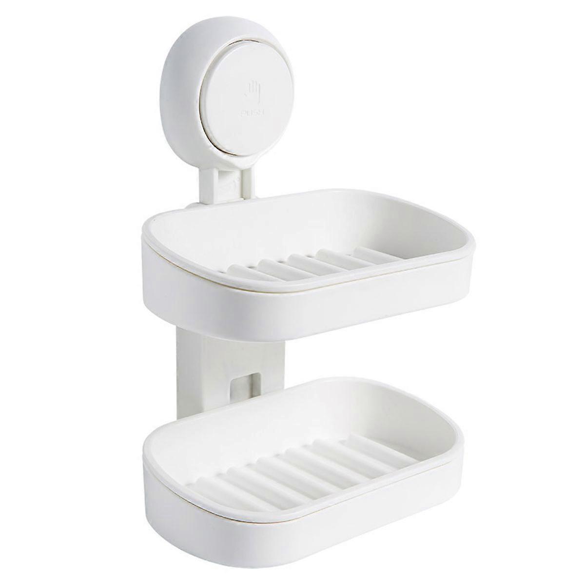 Double-layer soap tray with suction cup, soap holder suction cup, soap tray shower, soap tray shower, sturdy sponge bracket for shower, bathtub, batht
