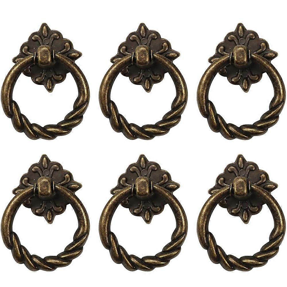 6PCS Drawer Pulls Cabinet Hardware Vintage Bronze Knobs Pulls Antique Cabinet Drawer Pulls and Handles Furniture Hardware Pulls Drop Ring Knobs