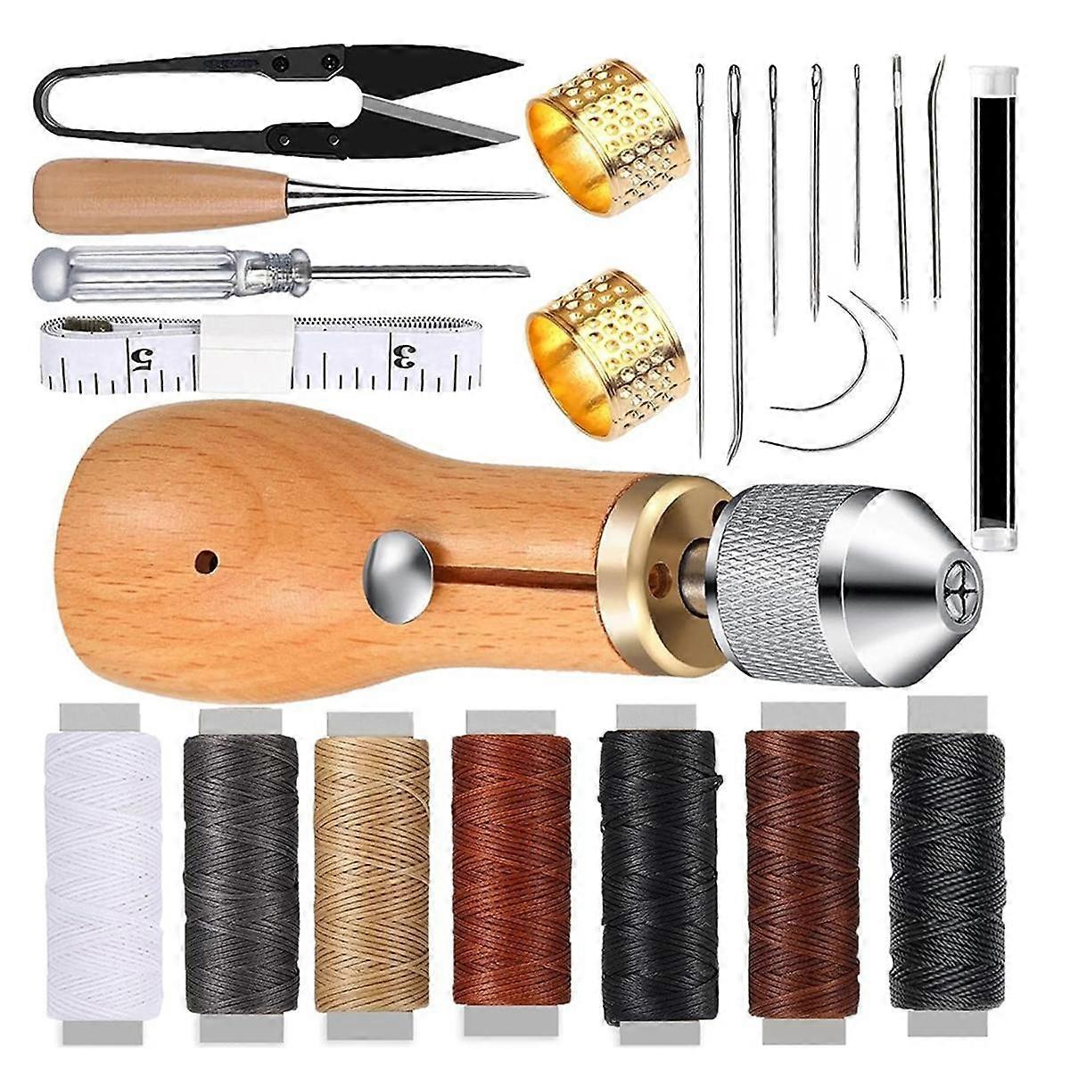 مجموعة الخياطة 24 قطعة ، مريحة DIY المنتجات الجلدية صنع الخياطة طقم الخياطة