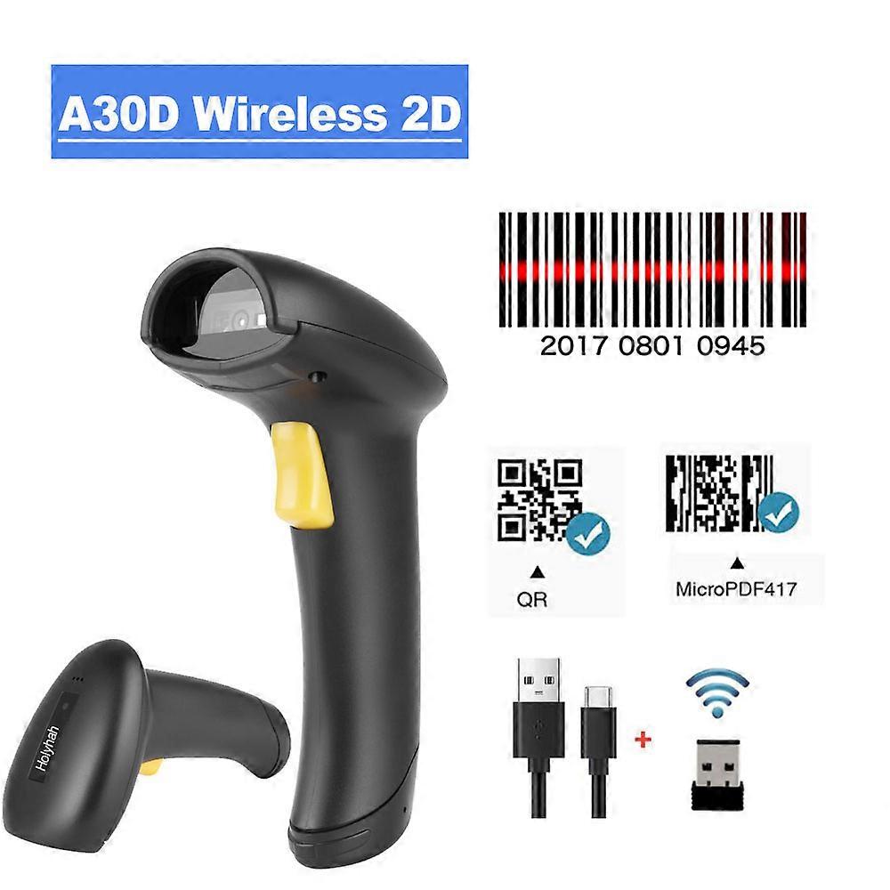Holyhah A30d Wireless Wired Barcode Scanner Bluetooth Handheld Barcode Reader 1d 2d Laser Qr Code Reader Desktop Scanner