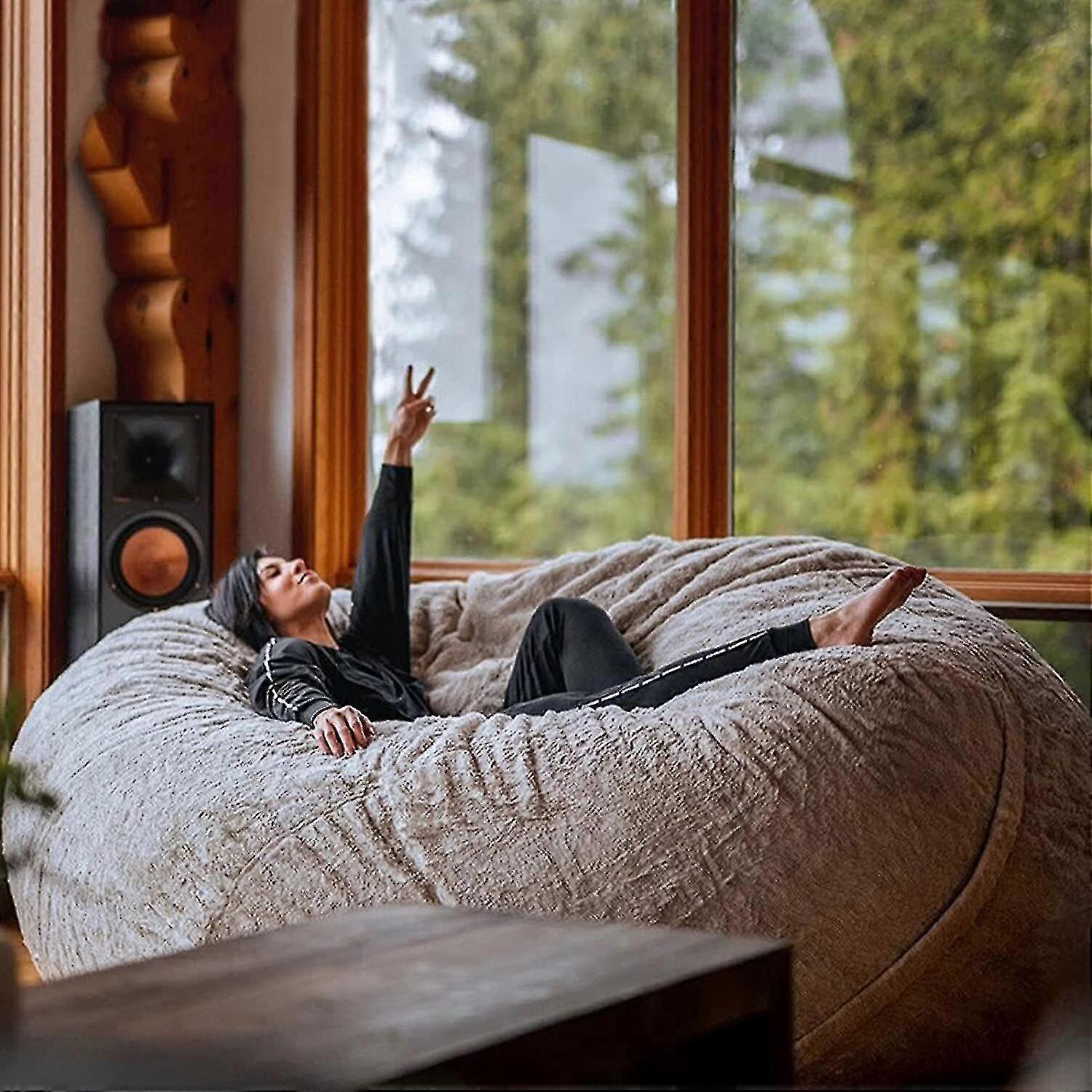 Lazy Sofa Bean Bag Artificial Fur Bean Bag Bean Sofa (housse de canapé uniquement, sans remplissage)