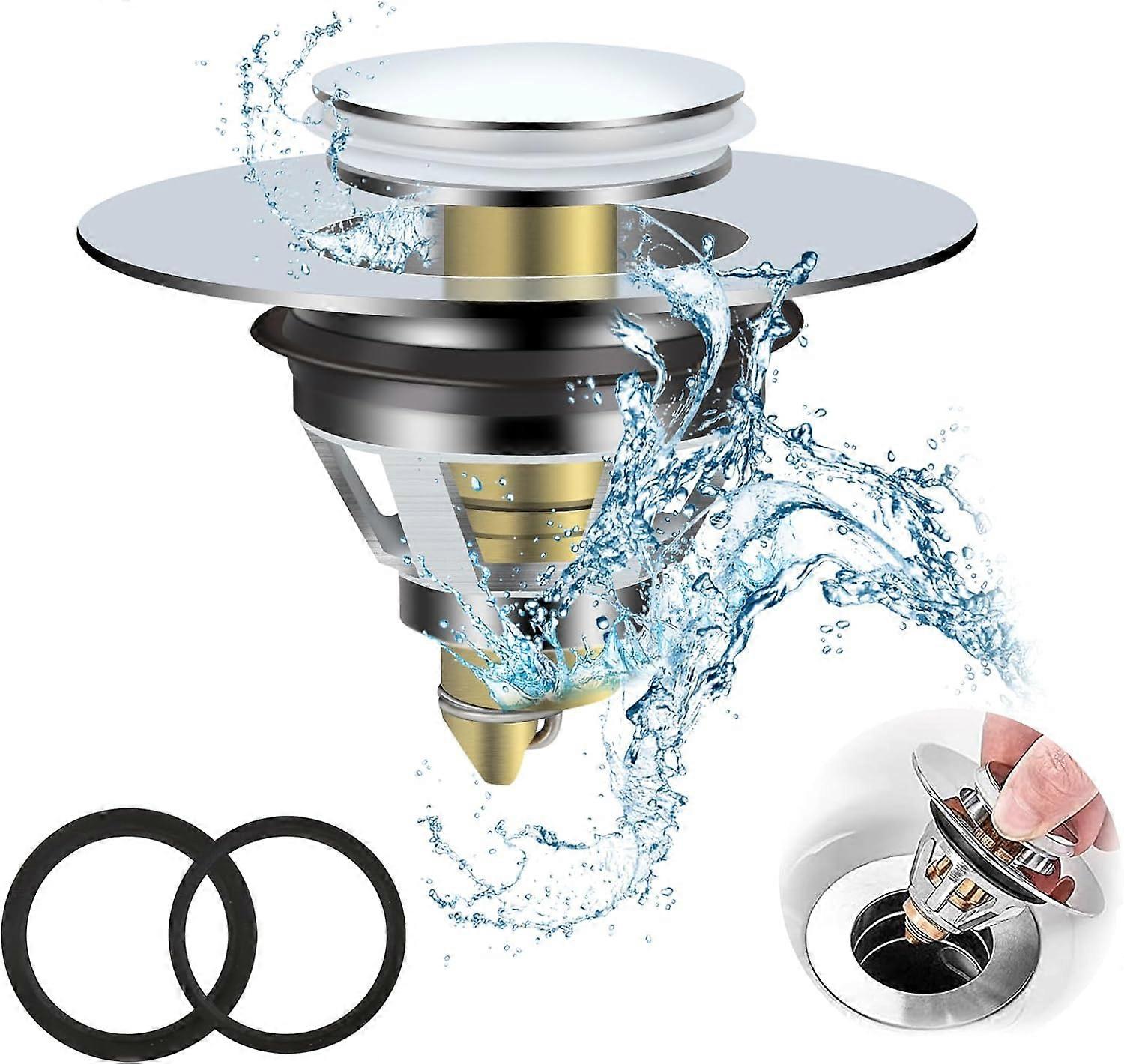 Universal Replacement Pop Up Sink Stopper, Silver