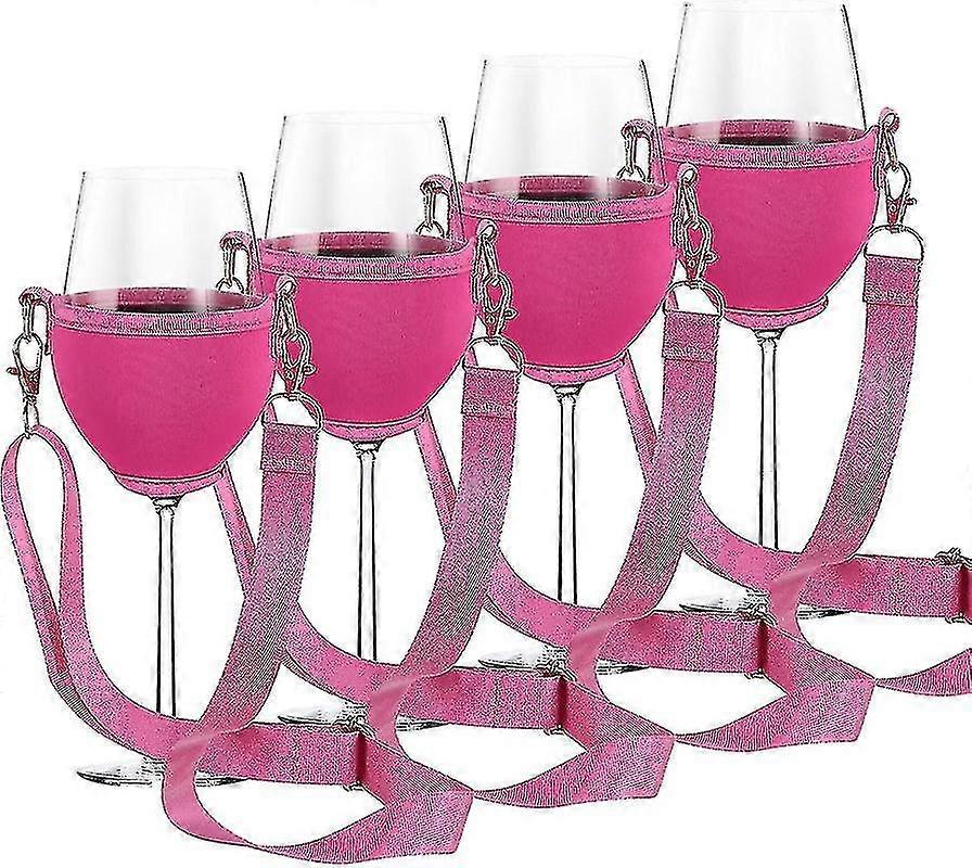 Pack Of 4 Wine Glass Holders For Hanging Wine Glass Holder For Hanging Cup Holder Festival Wine Glass Holder For Christmas Birthday Wedding (pink) xc