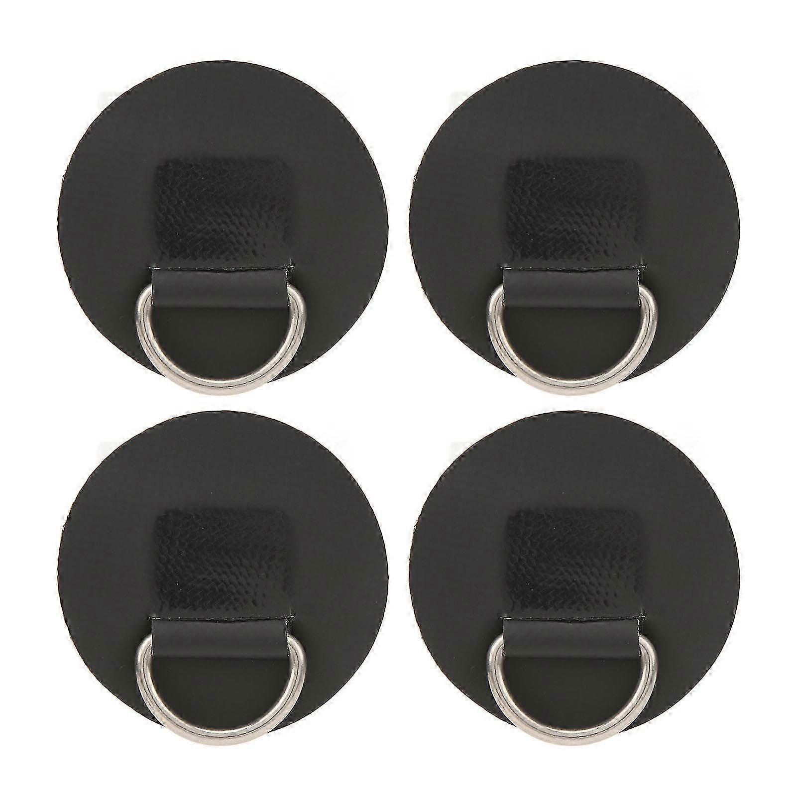 4pcs D Ring Patch Pvc Stainless Steel Surfboard Single Layer Round Shape D Ring Pad For Inflatable Boat Kayak Canoe Black