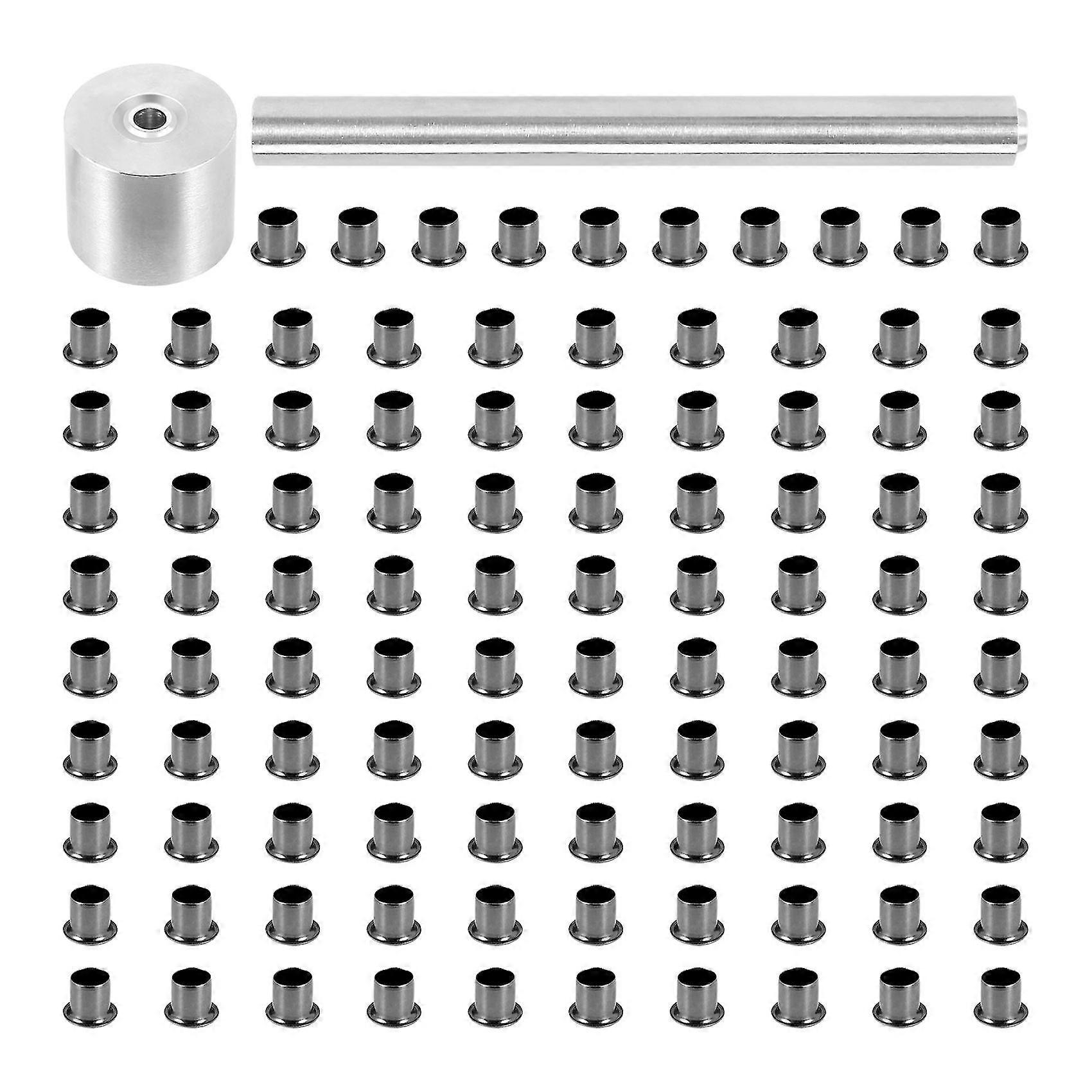 1set Tools+100pcs Rebites Ferramentas de instalação de unhas com pregos de latão de prata