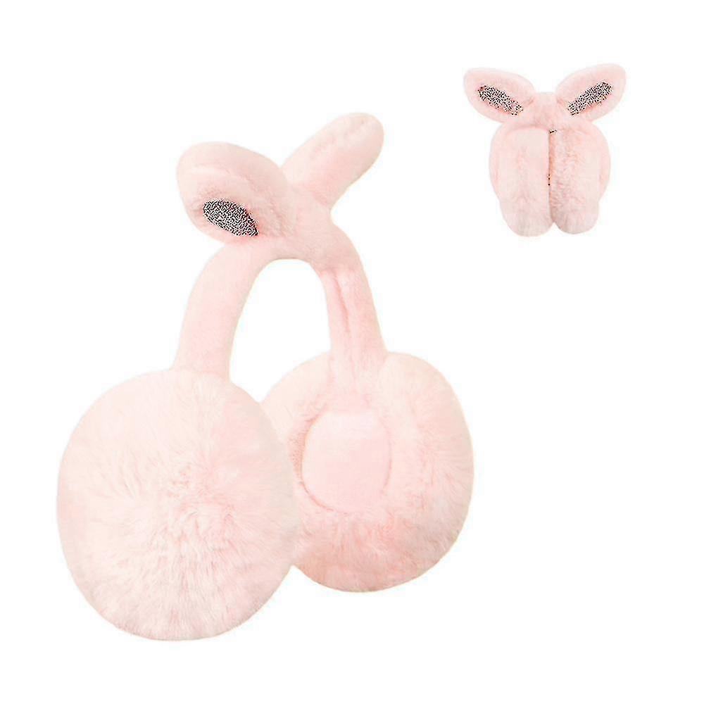 Winter Outdoor Solid Colour Soft Head Earmuffs For Warmth, Fluffy Foldable Earmuffspink