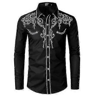 Herren Hemd Hemd Bestickte Ärmel Casual Fit Button-Down-Hemd