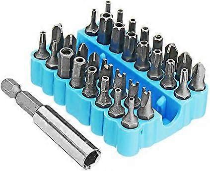 33 Piece Tamper Proof Security Screwdriver Bit Set with Magnetic Bit Holder and Torx and Tri-Wing Hex Wrench