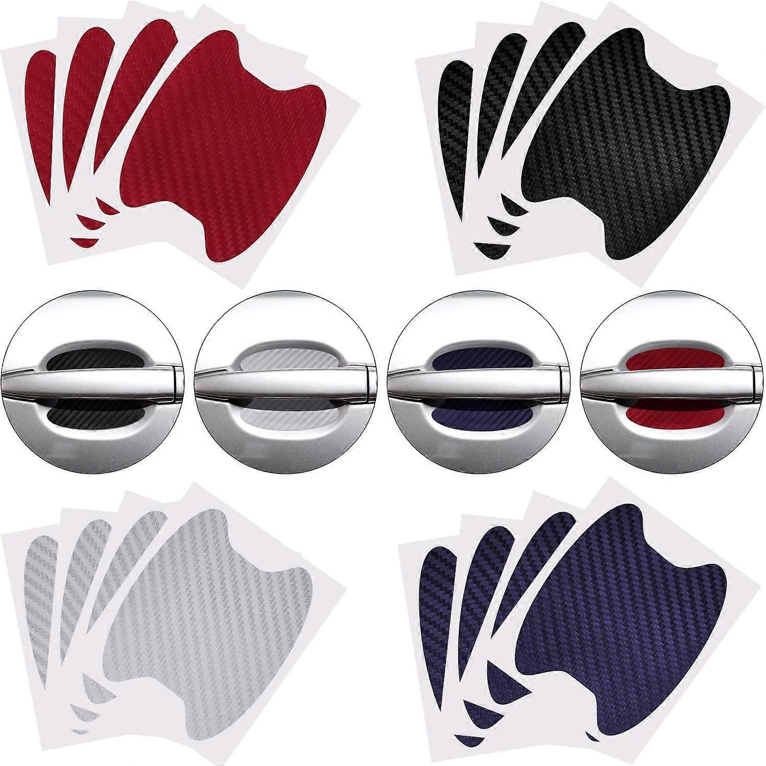 16pcs Carbon Fiber Texture Car Door Handle Paint Scratch Personalize Protective