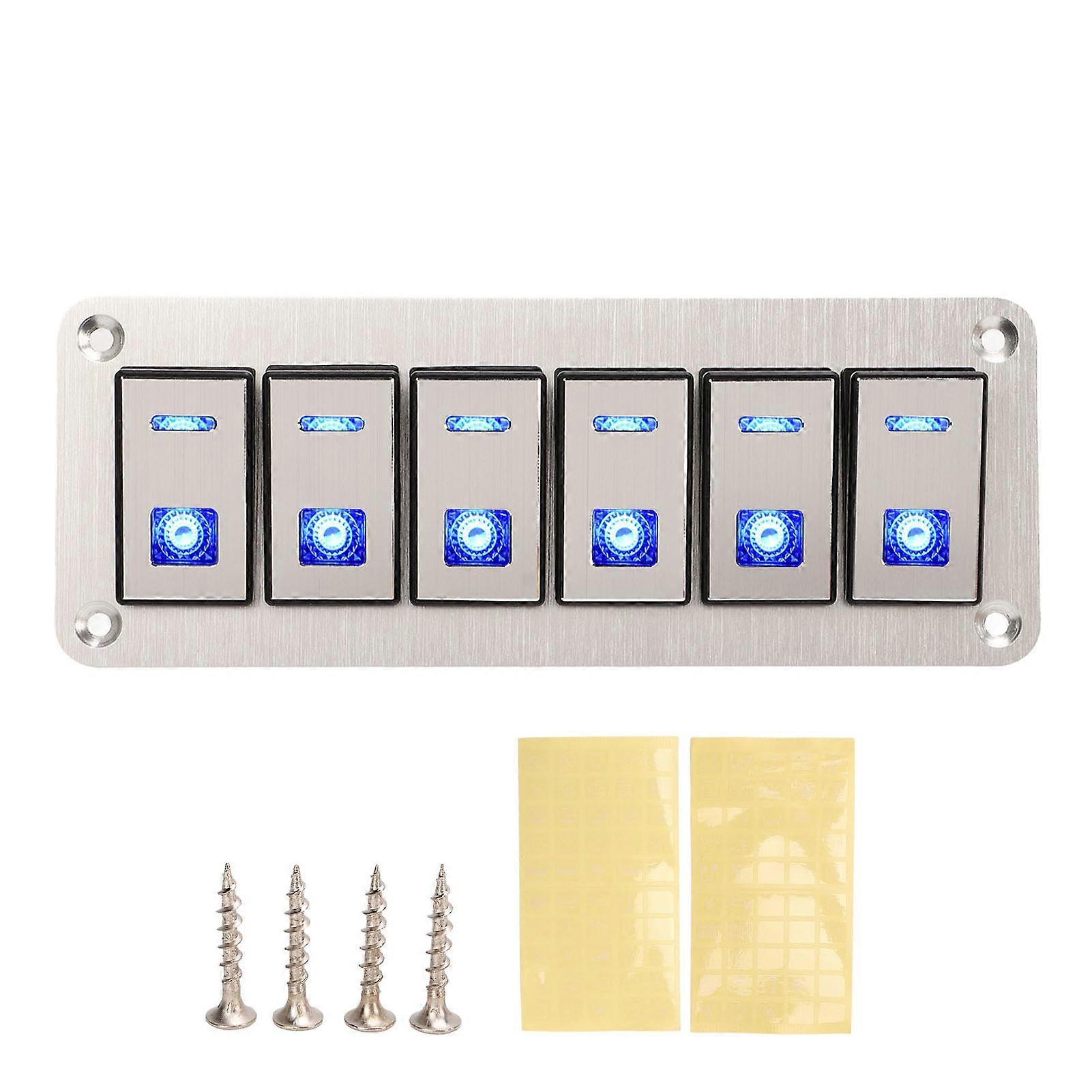LIGHTFOX 6 Gang 12V Switch Panel ON-OFF Toggle Rocker Control Blue LED For RV Ma - Foto 10