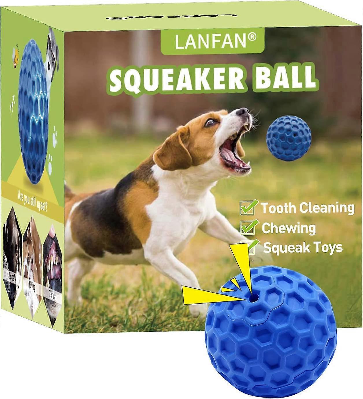 Dog Toy, Squeaky Dog Toy Ball, Dog Chew Ball, Indestructible Outdoor Dog Toy Floating Water, Hard Rubber Ball, Beef Flavor, Small Medium Large Dogs, 8