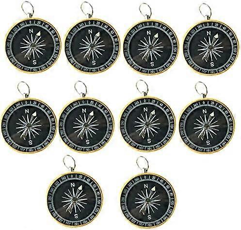 Set of 10 mini compass personalized keychains, portable pocket compass for keychain or key ring