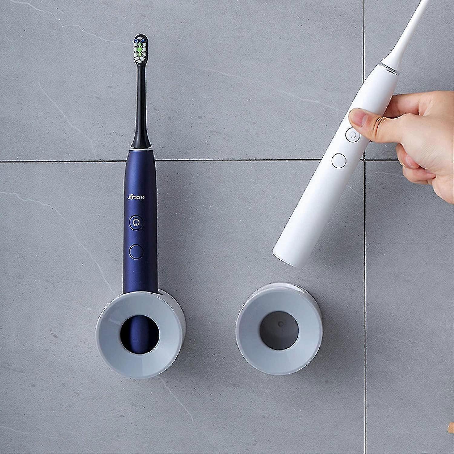 2pcs Electric Toothbrush Holder For Bathroom, Wall Mounted For Space Saving, Bathroom Storage Caddy