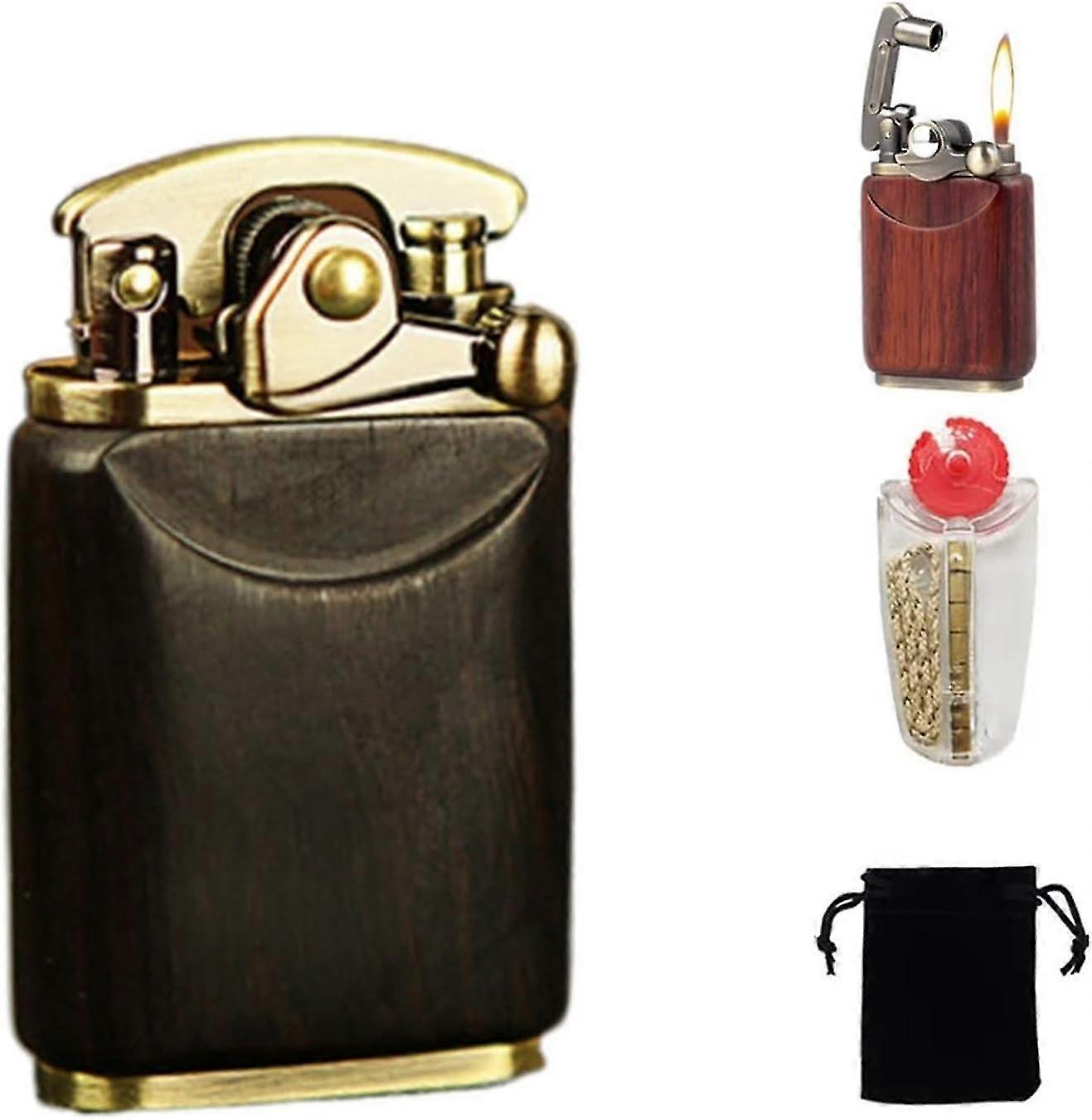 Briquet rétro antique au kérosène, briquet à flamme douce au kérosène coupe-vent briquet réutilisable (couleur : 1)