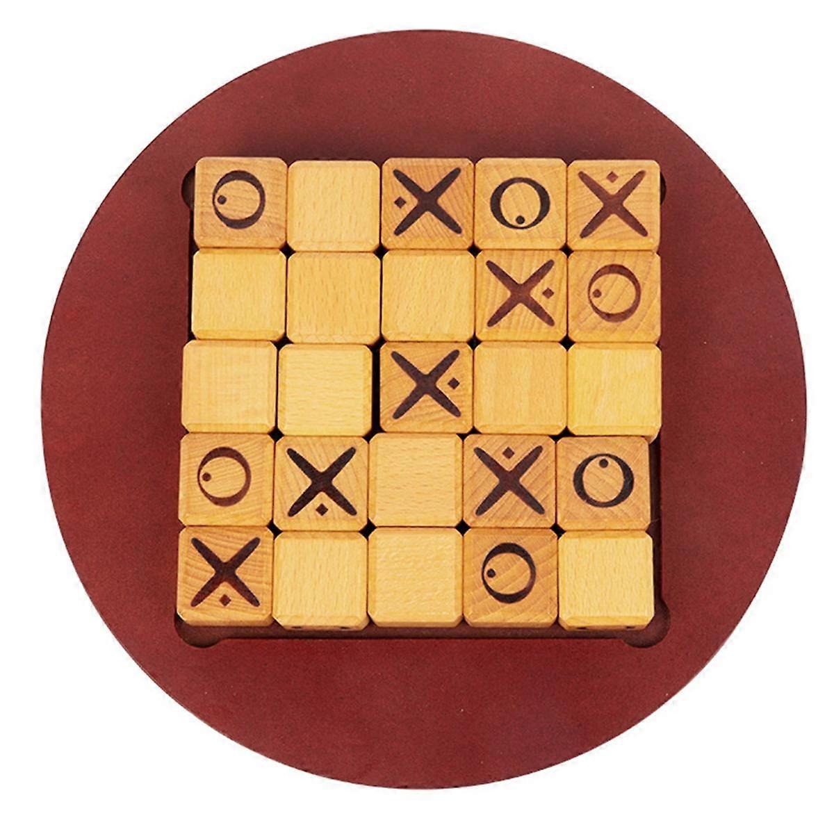 XO Chess Board Wooden Mini Tic-Tac-Toe Game Desktop Board-Games Interactive Educational -Toys for Children