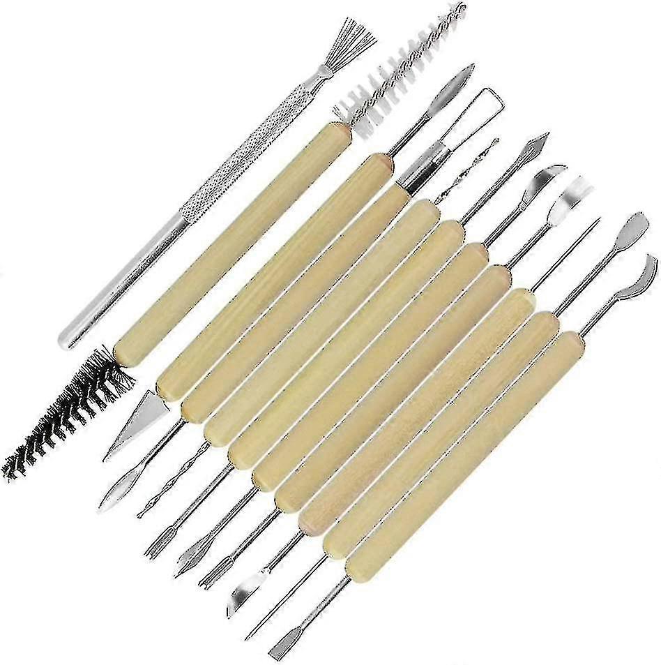 11pcs Pottery Tools Wooden Clay Tools Carving Sculpture Tool Made Of Wood And Stainless Steel Ideal For Beginners Or Professionals