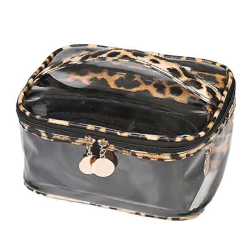 3pcs Light Leopard Makeup Bag Pvc Transparent Multifunctional Large Capacity Storage Pouch