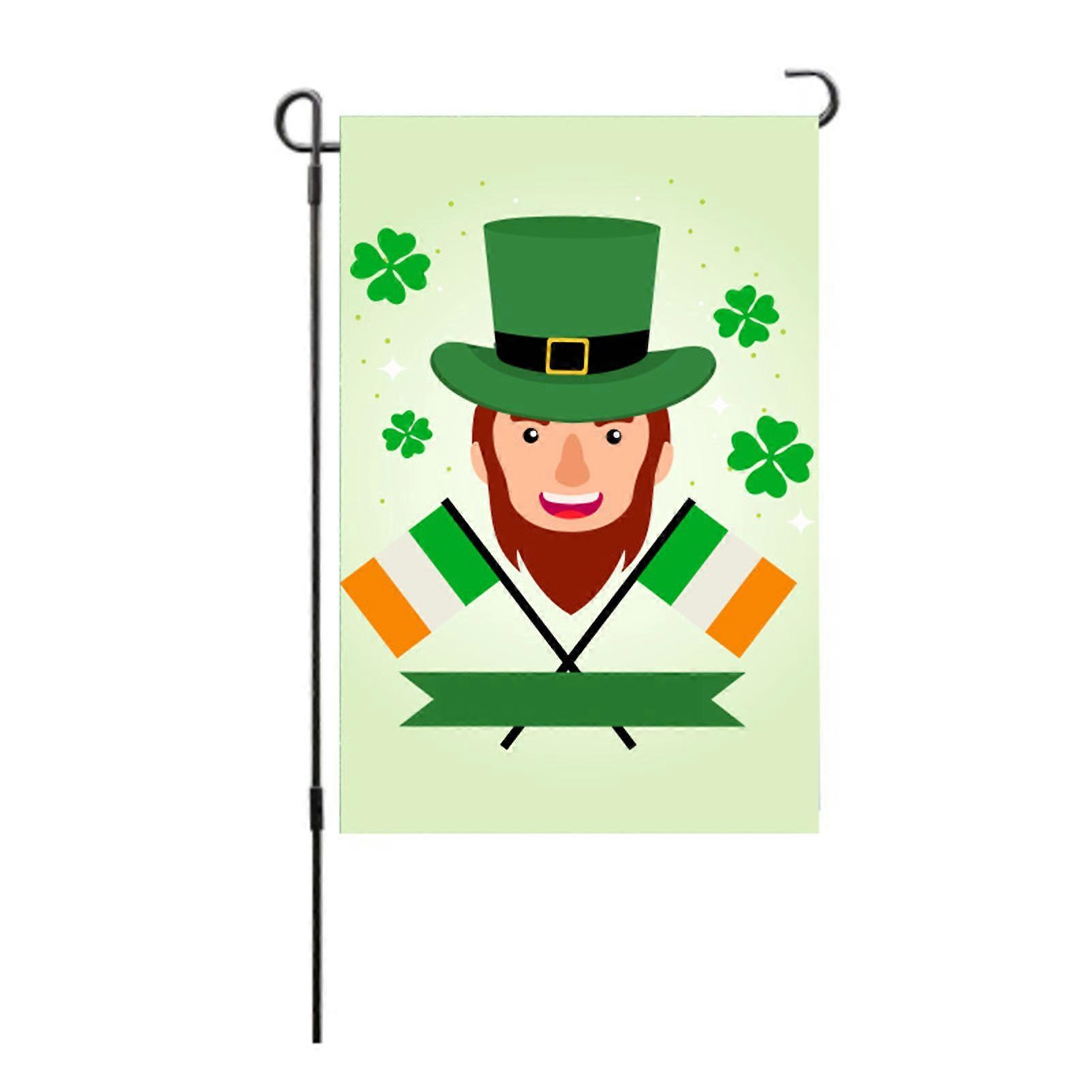 Saint Patrick Day Garden Flag Double Sided Lucky Four Leaf Clover Garden Vertical Flag for Deck Patio Porch Type 3