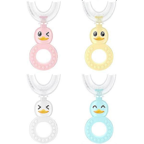 4-Pack U-Shaped Silicone Bristles Kids Toothbrush Set